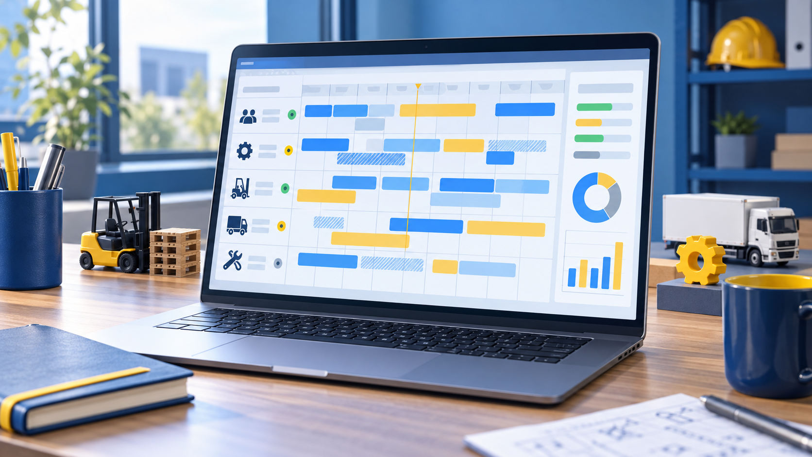 Visual Planning PME avec planning ressources interventions matériels et charge sans personne